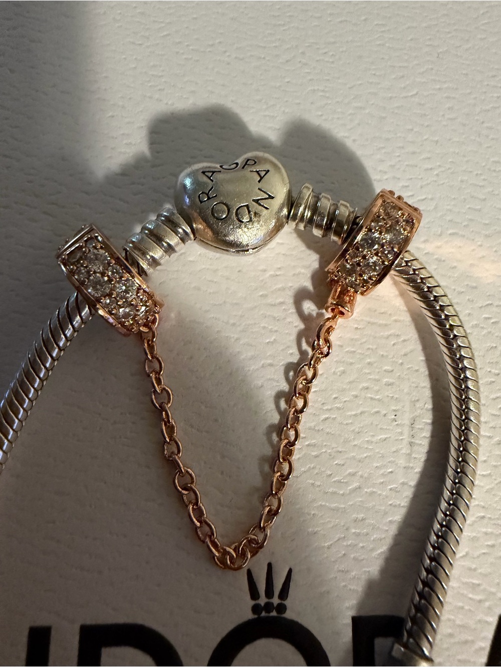 Pandora 14K RGP CZ Safety Chain